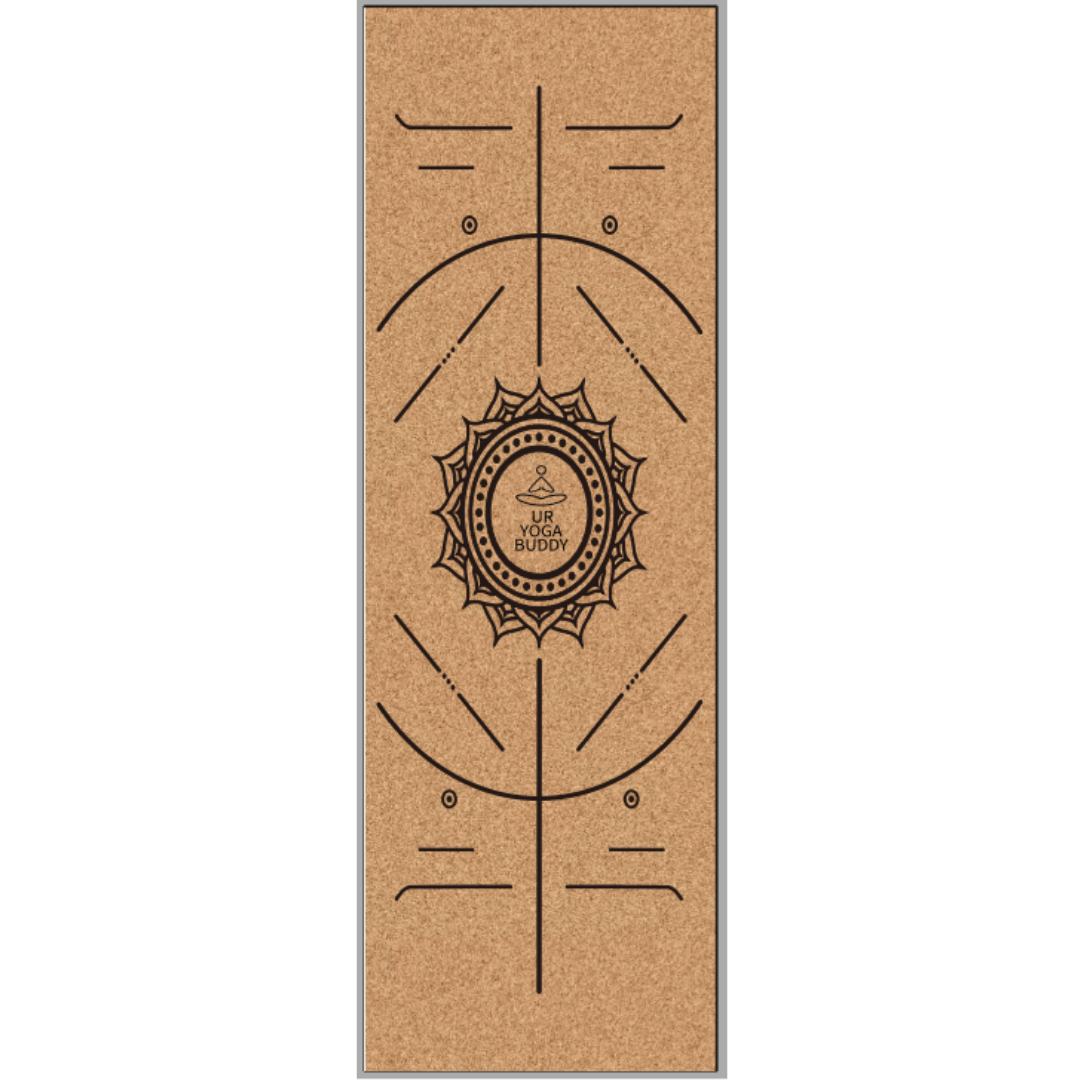 Cork Yoga Mat With Alignment Design - Sun - ROOTS