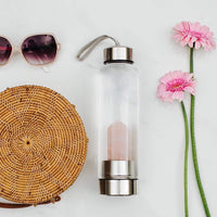 Salt and Crystal Rose Quartz Crystal Bottle - ROOTS