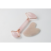Salt and Crystal Rose Quartz Face Roller & Gua Sha Set - ROOTS