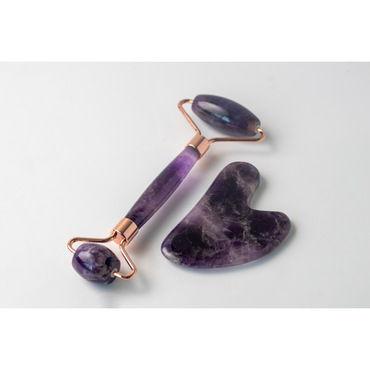 Salt and Crystal Amethyst Face Roller & Gua Sha Set - ROOTS