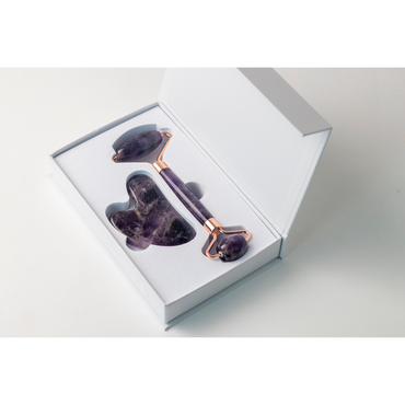 Salt and Crystal Amethyst Face Roller & Gua Sha Set - ROOTS