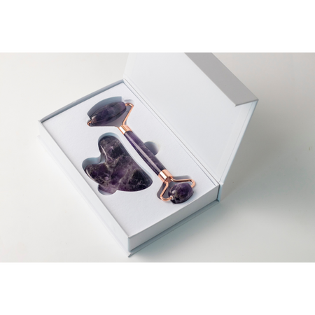 Salt and Crystal Amethyst Face Roller & Gua Sha Set - ROOTS