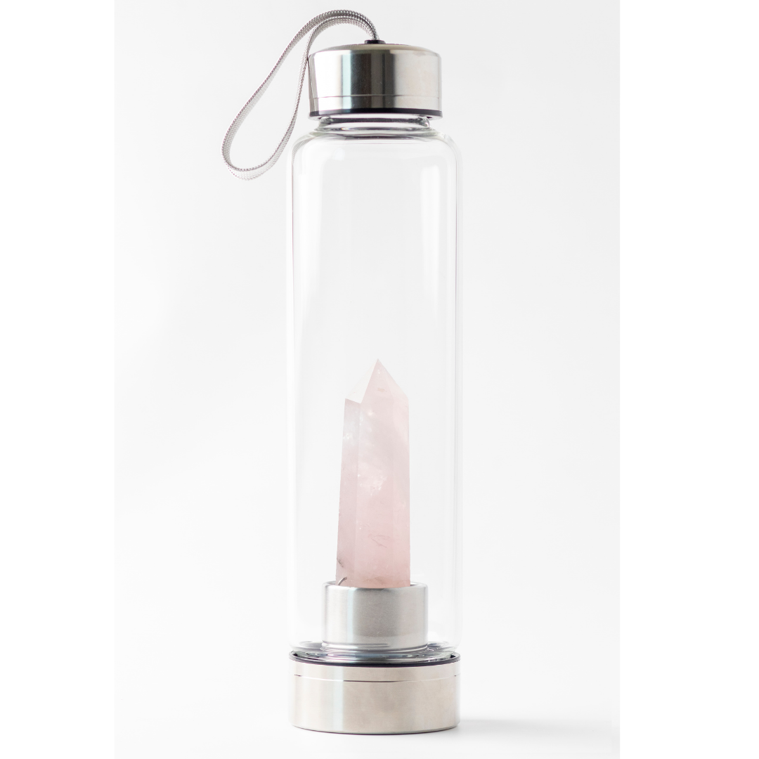 Salt and Crystal Rose Quartz Crystal Bottle - ROOTS