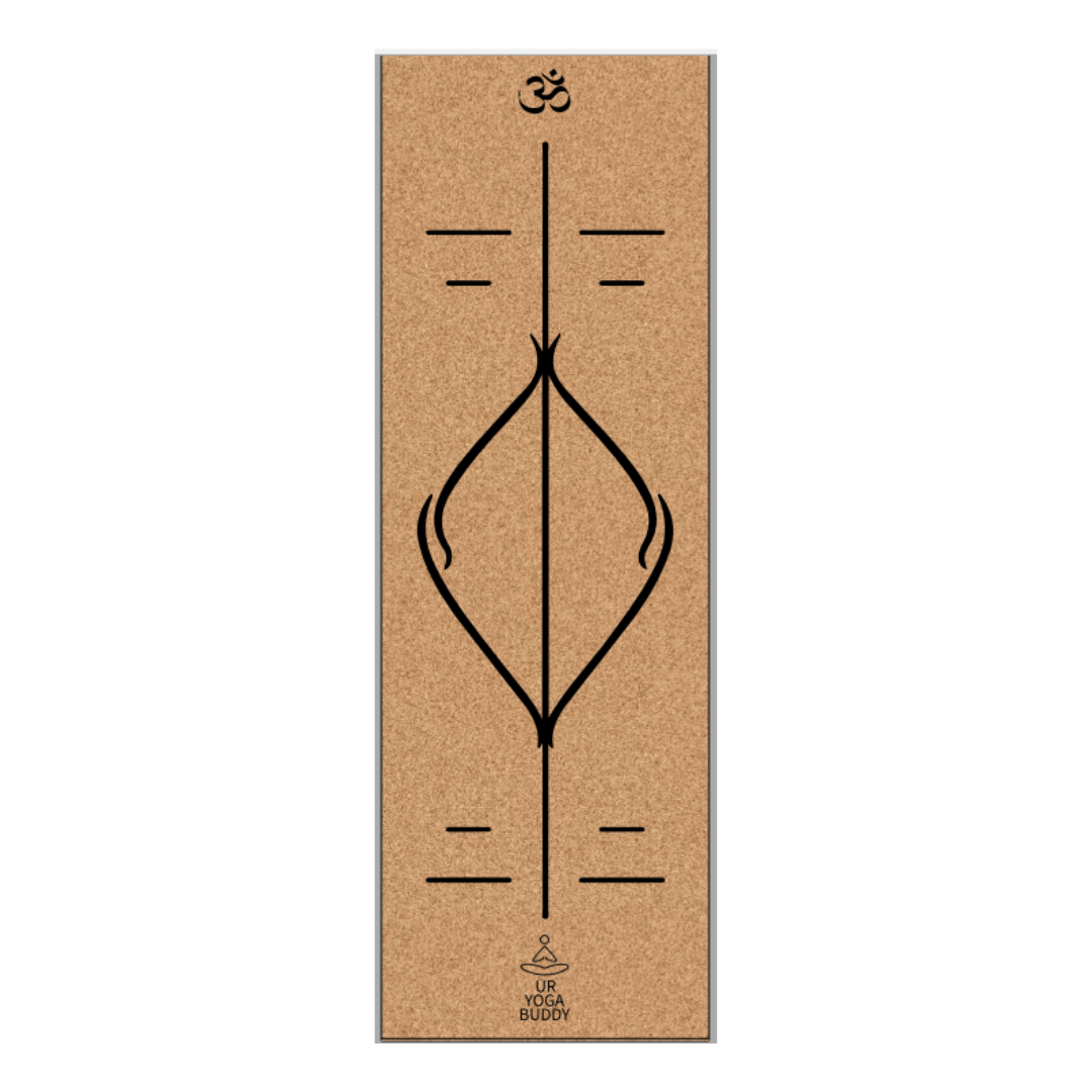 Cork yoga mat with alignment design - Lotus - ROOTS